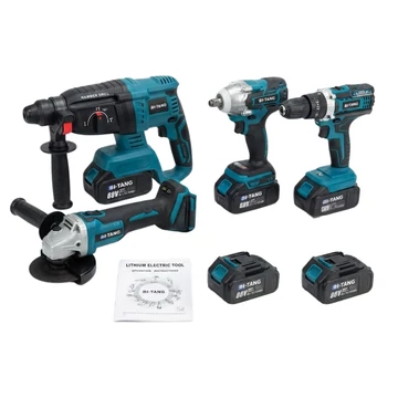 BI-TANG 4 részes Akkumulátoros Szerszámgép Szett – 2 db 88Vf Akkuval BIT-0444