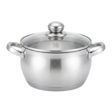 Swissgold Emmie rozsdamentes acél lábas üvegfedővel 24 cm, 6,5 l SG-18098