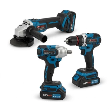 PSTEEL professzionális 3 részes akkumulátoros gépcsomag (96V) PS2024