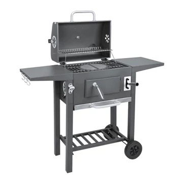 Kaminer faszenes grill öntöttvas ráccsal fedéllel hőmérővel állítható tűztérrel 00027317