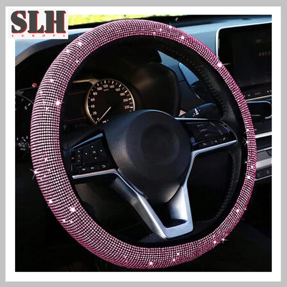 Kormányvédő – strasszköves, textil szegéllyel pink 38 cm SLH5974