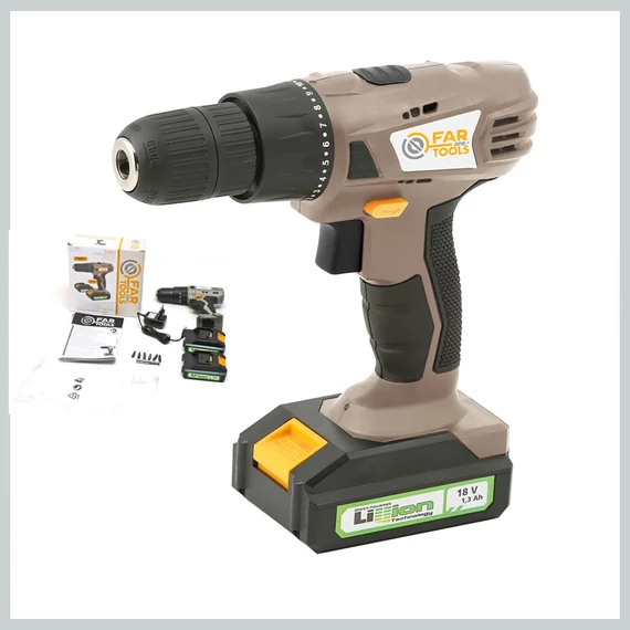 Far Tools akkumulátoros fúró-csavarozó 18V Li-Ion – 1,3 Ah 215118