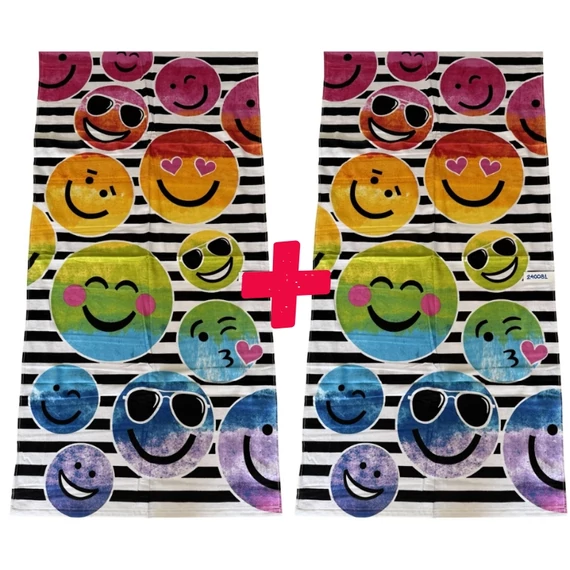 Strand törölköző 70 x 140 cm - Emoji mintás 1+1 AJÁNLAT 240081-2