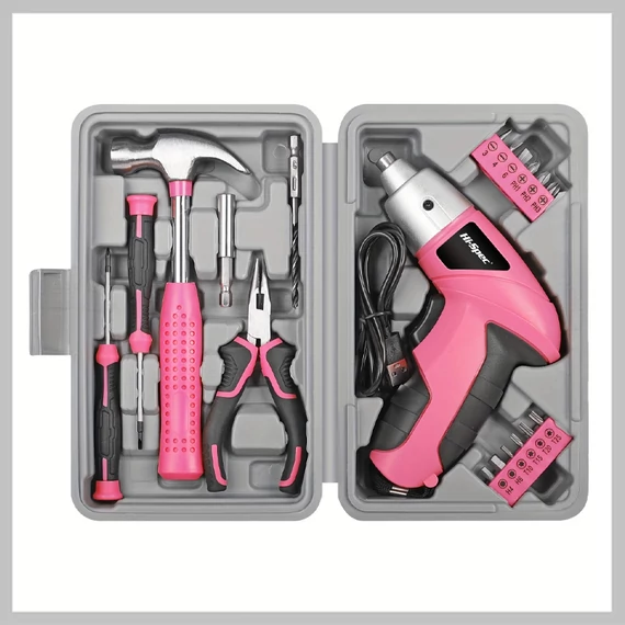 Kompakt 3.6V-os Elektromos Szerszámkészlet Tárolódobozzal Pink LR666726-P