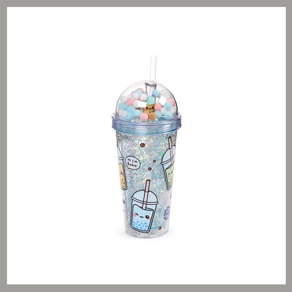 Csillámos Bubble Tea Pohár Kupakkal és Szívószállal CUP83