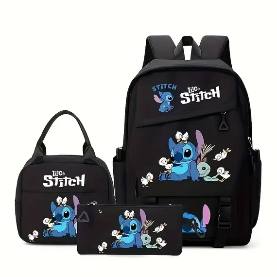 3 részes Stitch Rainbow Hátizsák szett – Fekete QJ1757416-F
