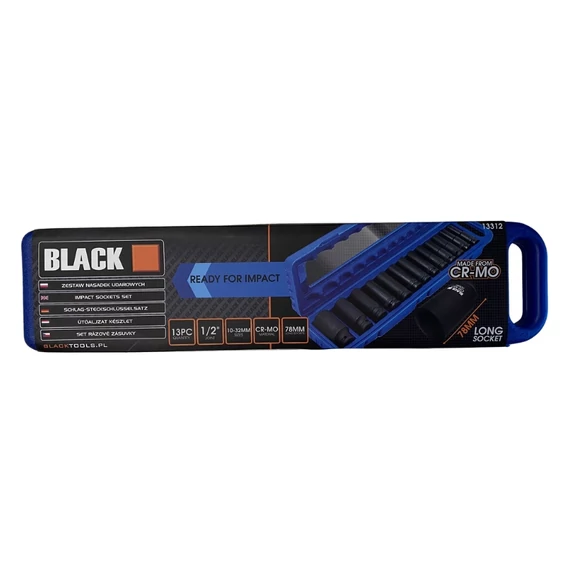 BLACK 13 részes 1/2" hosszú dugókulcs készlet – ütvecsavarozóhoz 13312