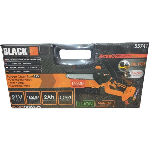 BLACK Akkumulátoros láncfűrész 2 db akkumulátorral 53741 