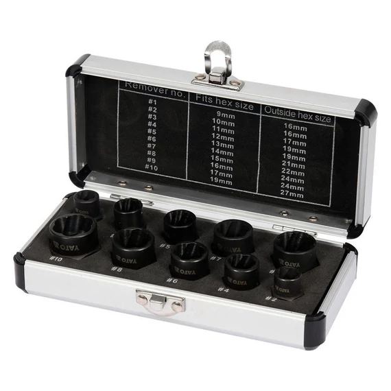 Csavarkiszedő dugókulcs készlet – 3/8”, 10 db-os YT-06031