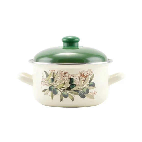 Perfect Home Oliva Zománcozott Lábas Fedővel (16 cm) – Mediterrán Stílus 14826