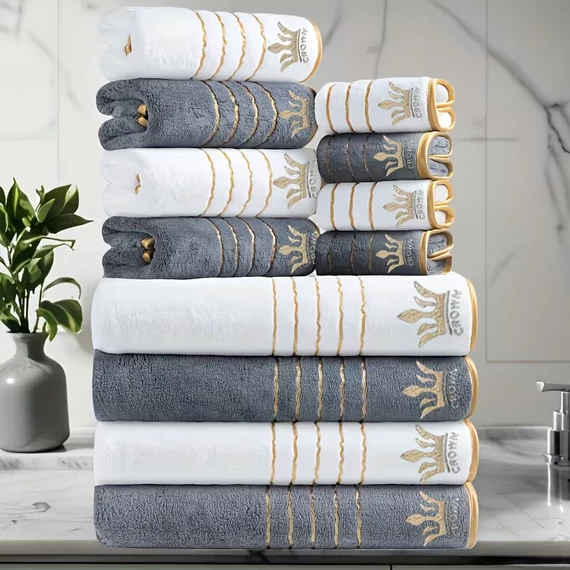 12 részes Crown törölköző szett szürke-fehér RP8527676-SZF