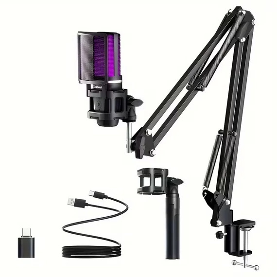 ZealSound USB kondenzátoros RGB mikrofon szett állvánnyal EB308457