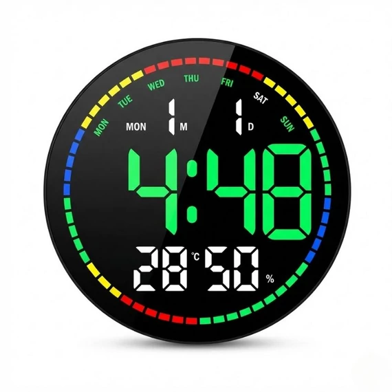 Modern Kerek LED Digitális Falióra Távirányítóval KL25-299