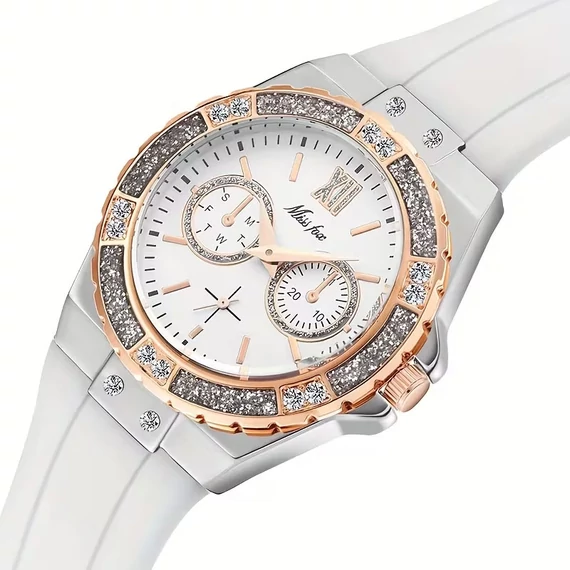 MISSFOX Elegáns Rhinestone Quartz Óra Fehér HP1599709-F