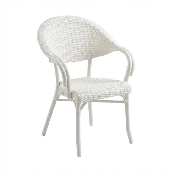 Anadolu 3D Rattan Mintás Műanyag Karosszék – Fehér PVC-RAT-03