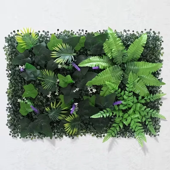 Műnövényfal lila virágos panel 60 x 40 cm BX2378584