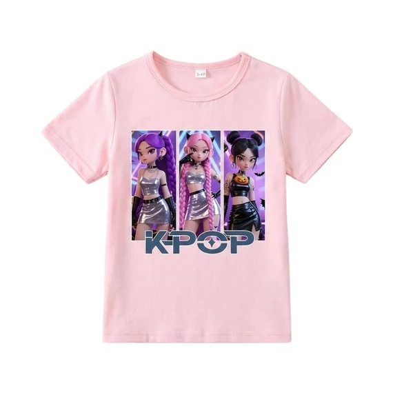 K-POP Idol Trió – Nyári Lányka Póló "K-Pop Elemekkel" Nyomattal TP12511082