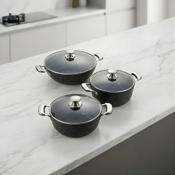 Villa Kitchen márvány bevonatos edénykészlet 3 részes TM-VS28-32-36