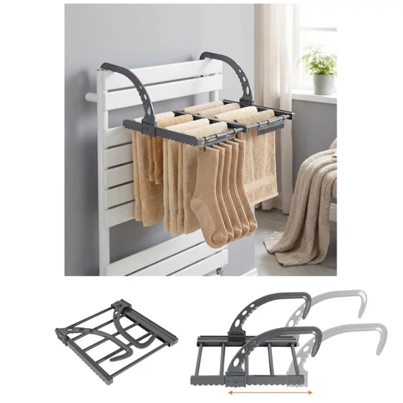 Radiátorra akasztható ruhaszárító kihúzható résszel 32,5-60x35cm 779119