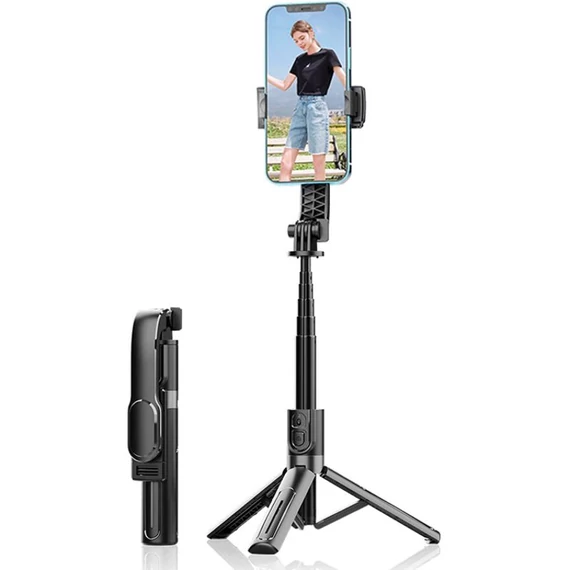 2 az 1-ben Bluetooth Szelfibot és Háromlábú Állvány – 90 cm (Fekete) 04137