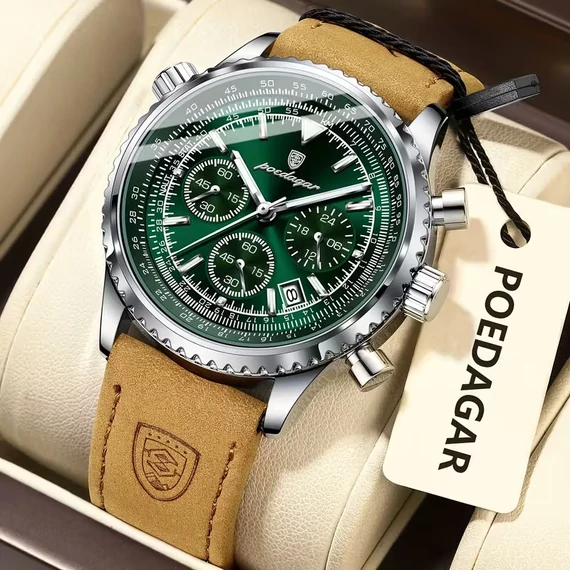 Férfi sport kronográf karóra ezüst-zöld VP6273124