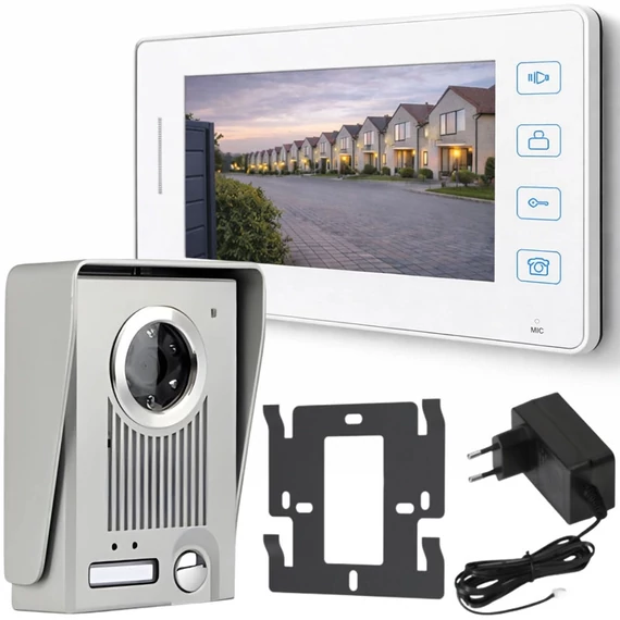 Videó kijelzős kaputelefon fehér 27801_B