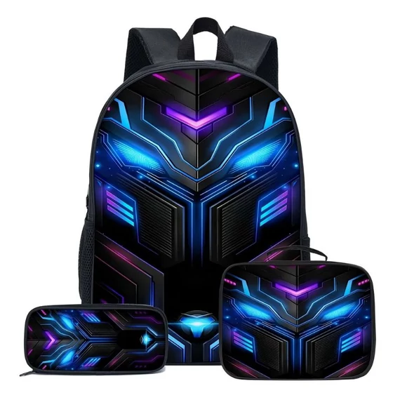 3 részes Cyberpunk hátizsák szett kék-lila mintával 55M4551905-1