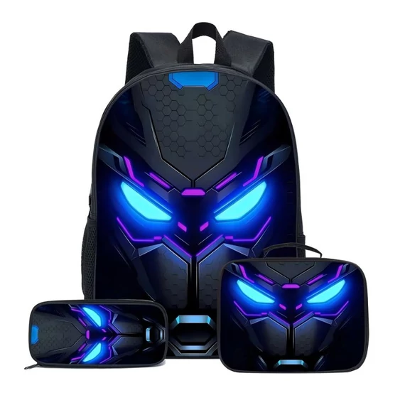 3 részes Cyberpunk hátizsák szett neon kék mintával 55M4551905-3