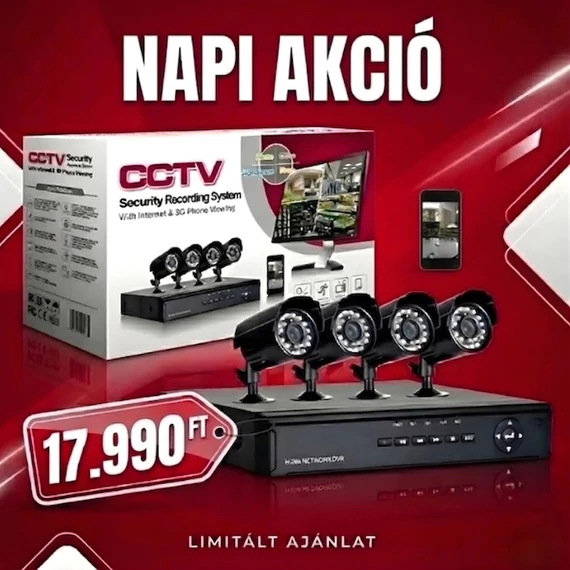 CCTV kamerarendszer - 4 kamerás megfigyelő rendszer