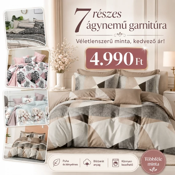 7 részes ágynemű garnitúra VÉLETLENSZERŰ MINTA 26-LV