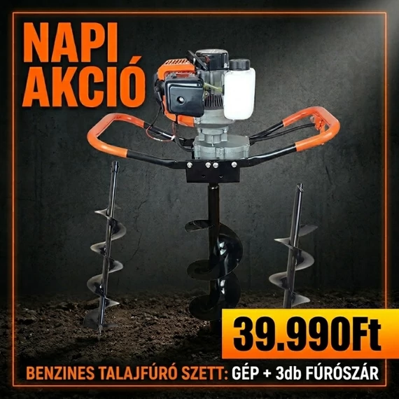 Boxer benzines talajfúró Földfúró 3 DB Fúrószárral 5.2 LE BX-121 (Krafton)