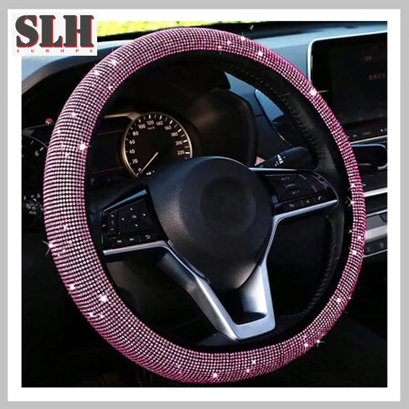 Kormányvédő – strasszköves, textil szegéllyel pink 38 cm SLH5974