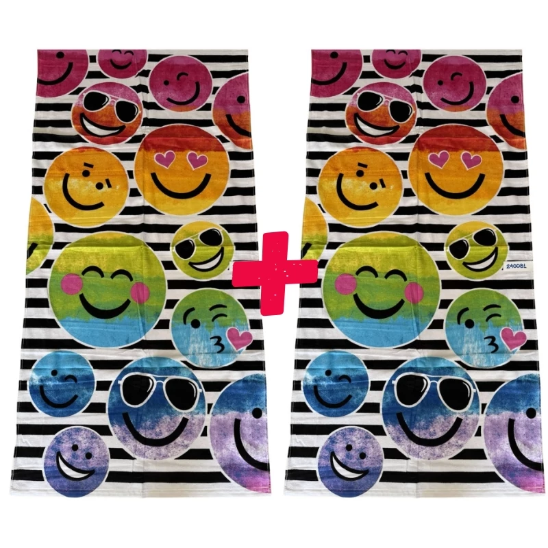 Strand törölköző 70 x 140 cm - Emoji mintás 1+1 AJÁNLAT 240081-2