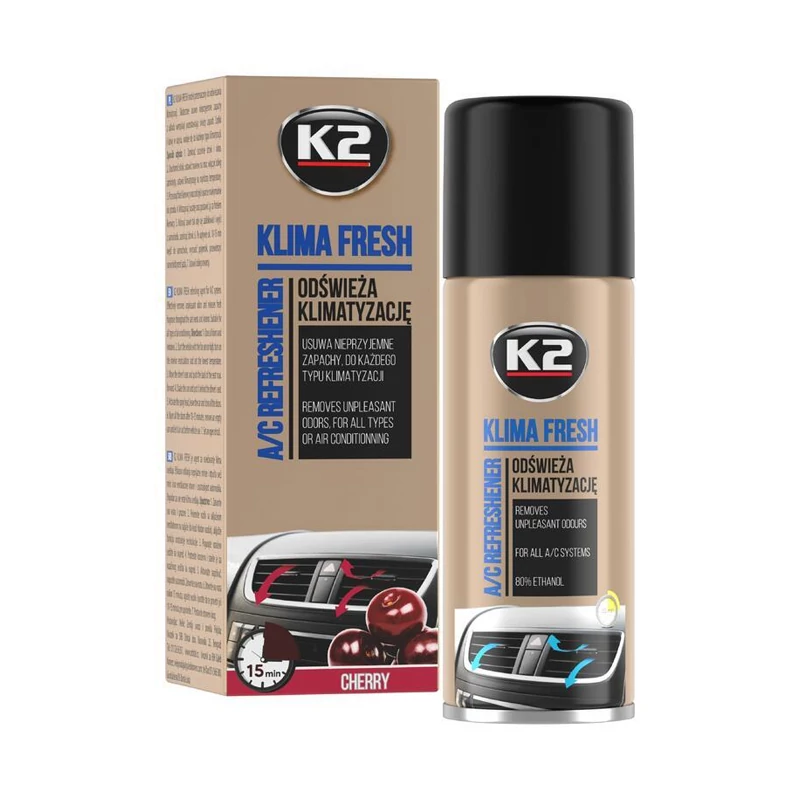 K2 Klima Fresh – Légkondicionáló tisztító és illatosító spray Cherry illat, 150 ml K222CH